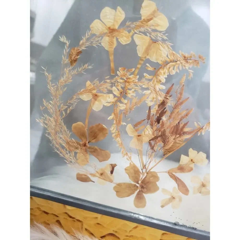 Vintage Real Butterfly Dried Pressed Flower Stained Glass Sun Catcher Decor Boho
